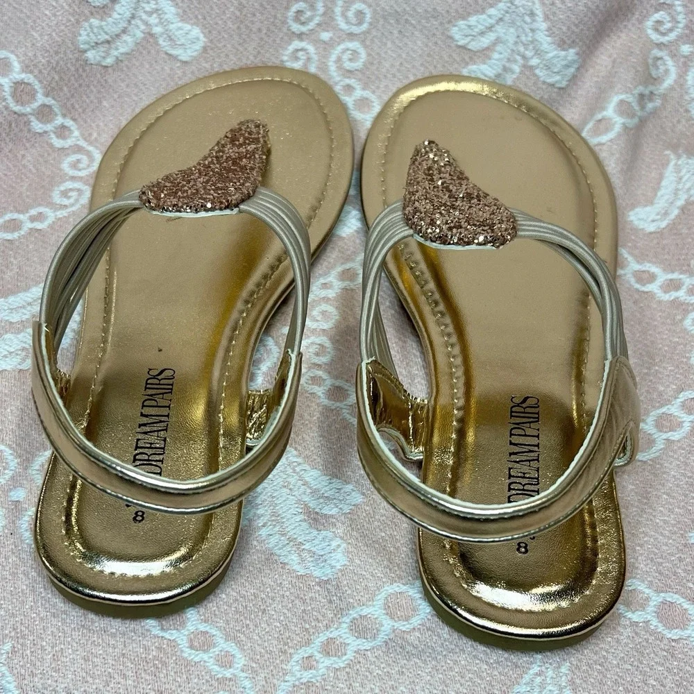 Dream Pairs Women's Golden Flat Sandals Open Toe Size 8 - Picture 3 of 10